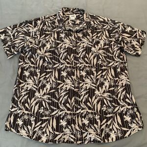 HB Shirt Mens 2XLT Black White Floral Hawaiian Button Up Short Sleeve Big Tall